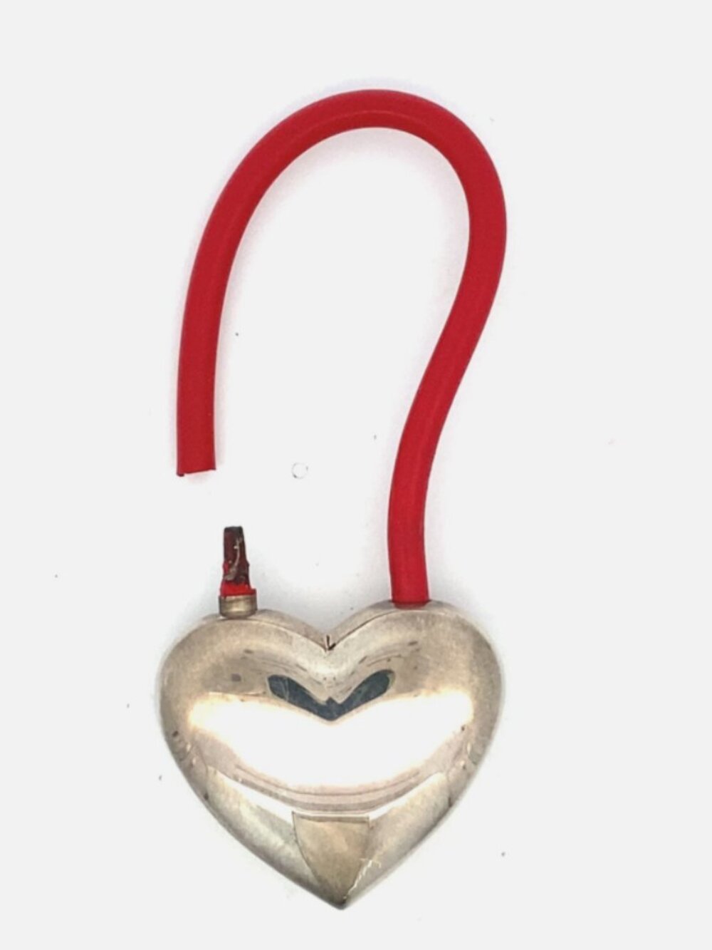 Tiffany & Co Sterling Silver Red Puffed Heart Key Ring - Read